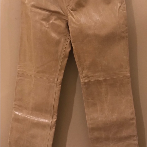 EARL JEAN TAN GENUINE LEATHER PANTS BOOT CUT JEANS - Picture 5 of 14
